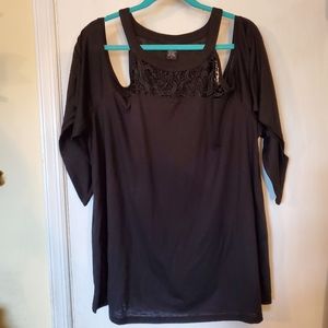 Torrid size 3 black cold shoulder blouse
